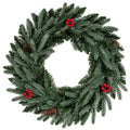 24‚Äù Pre-lit Christmas Wreath Front Door Artificial Xmas Wreath with 90 Frosted Branch Tips