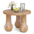 24" Small Solid Mahogany Wood Coffee Table with Thickened Top and Column Legs