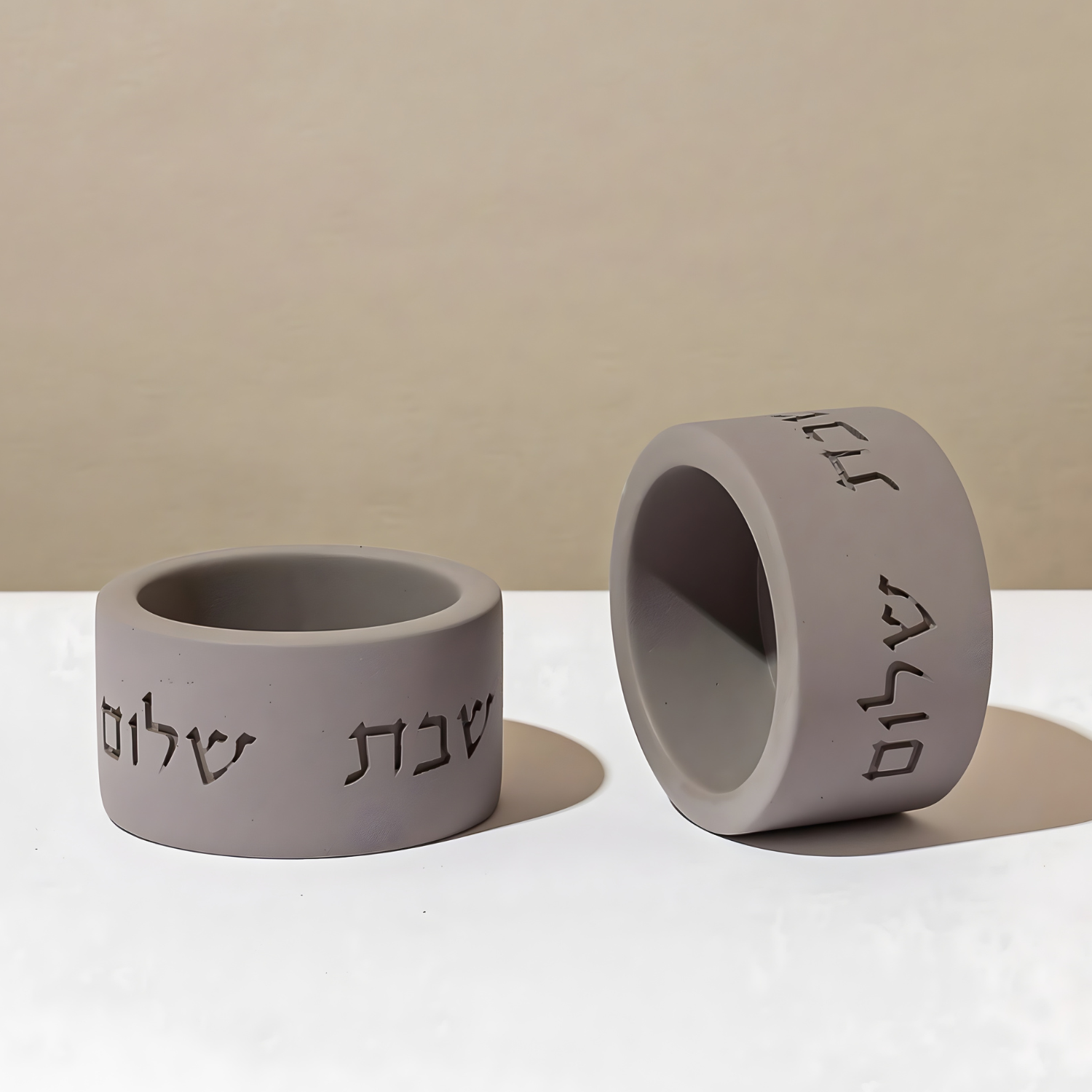 Concrete Shabbat Candle Set & Blessing – Pure Line Series