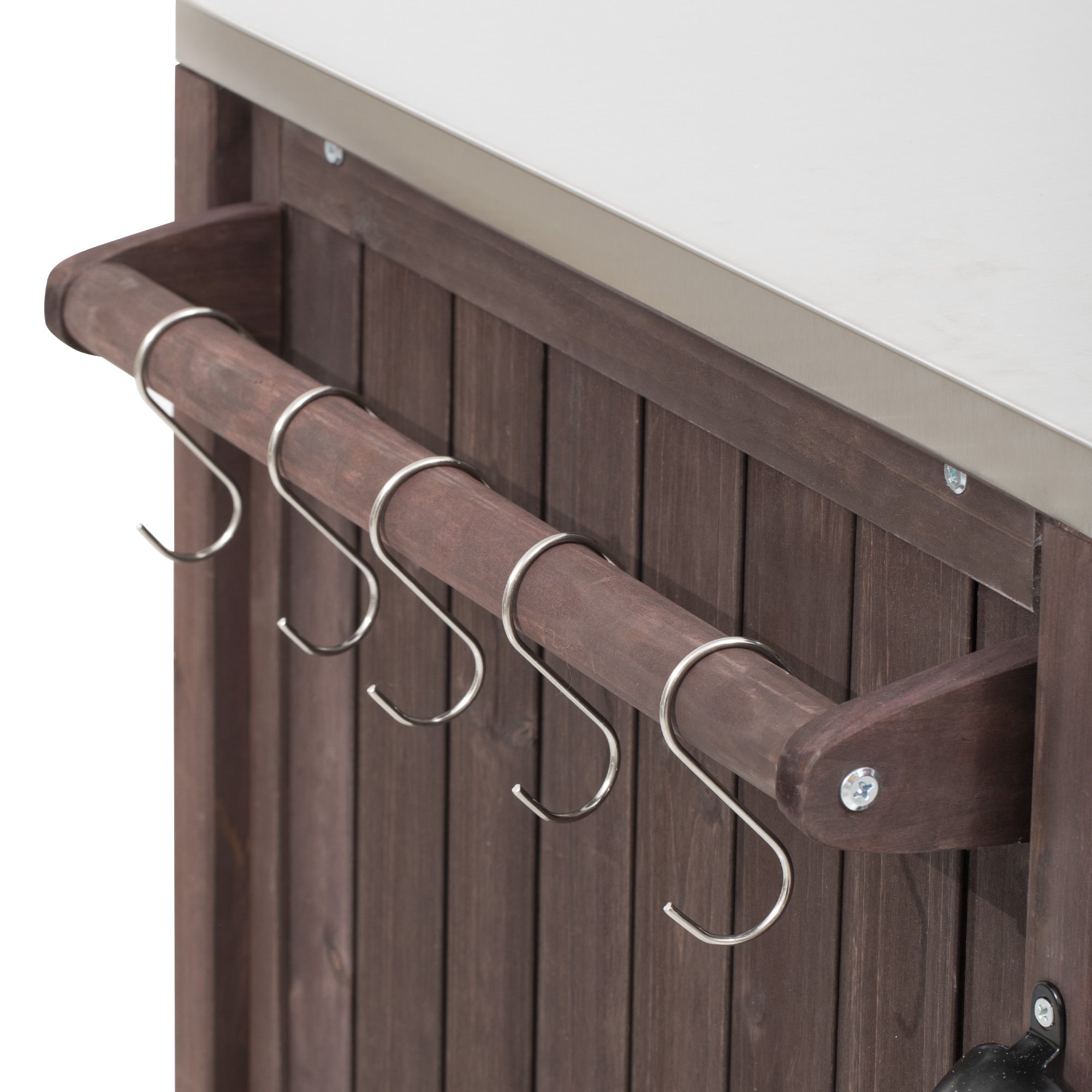 Outdoor Kitchen Island Grill Cart Fir Wood Stainless Steel 66.5