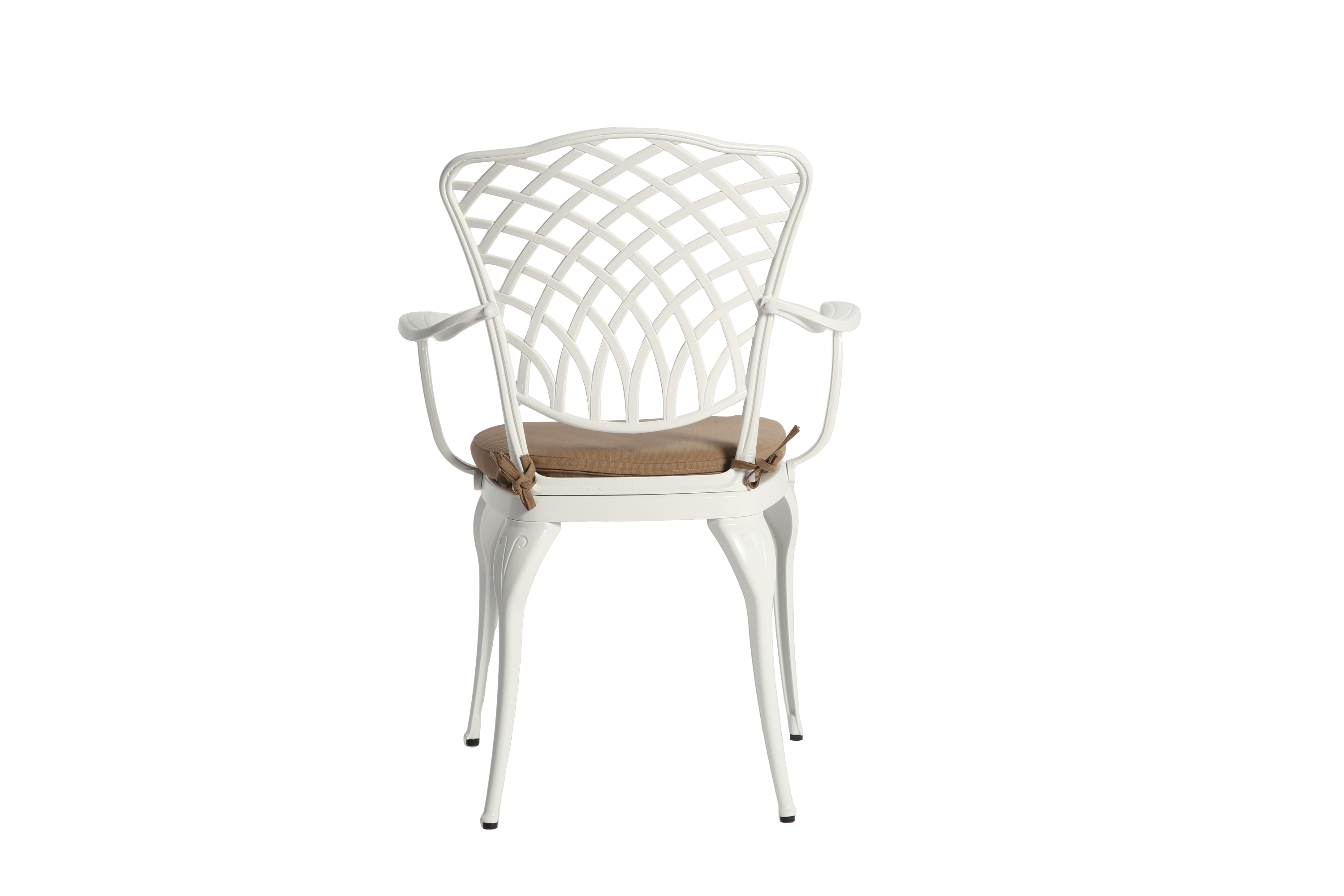 Outdoor Bistro Set Cast Aluminum White 3 Piece Umbrella Hole Cushions