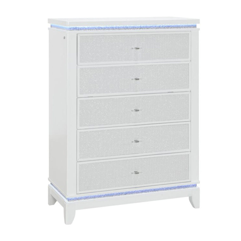 Adalid - 5 Pieces Bedroom Set With LED Lights And Glittered Detailing