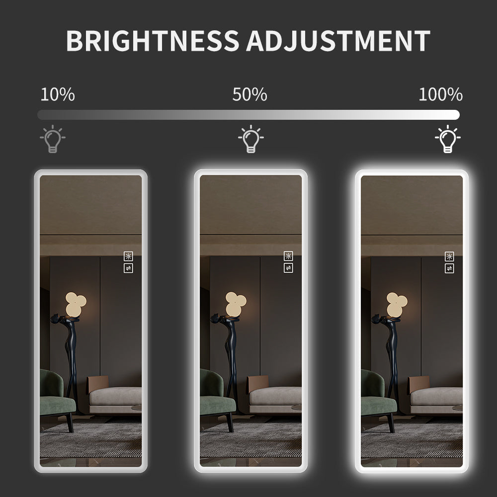 Full Length Mirror LED Lighted Wall Mounted 65x21.7 In Warm Cool Light