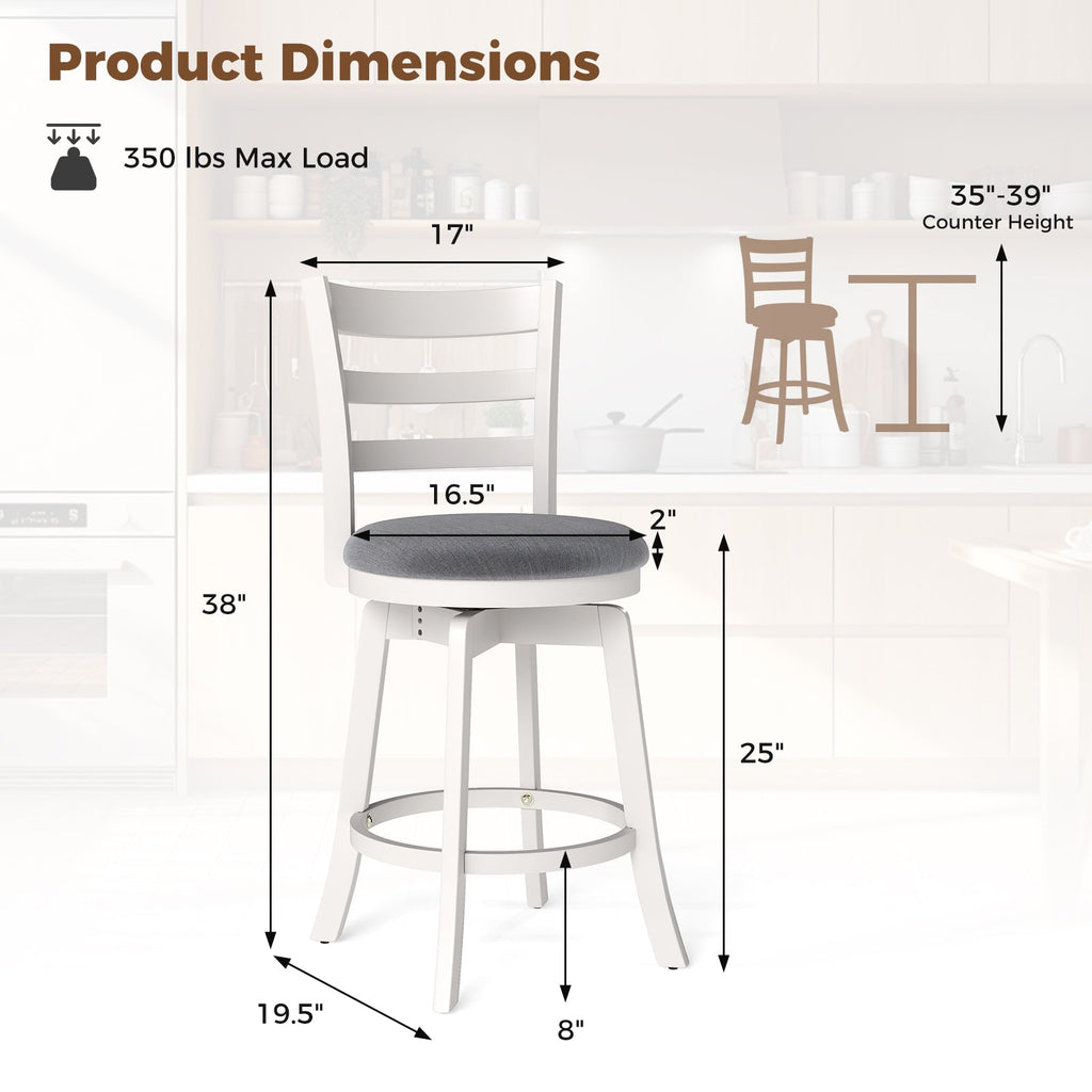 25"/30.5" Swivel Barstools Set of 2 360¬∞ Rotating Bar/Counter Height Chairs with Upholstered Seat