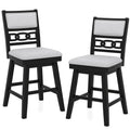 25 Inch Bar Stools Set of 2 with Upholstered Backrest and 360¬∞ Rotation Seat-Black