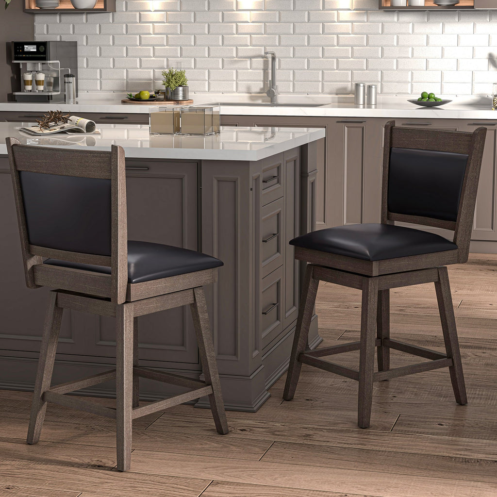 25/29 Inch Padded Bar Stools Set of 2 with Swivel Seat and Footrest