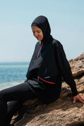 Woven Black Burkini Modest Swimwear M2275