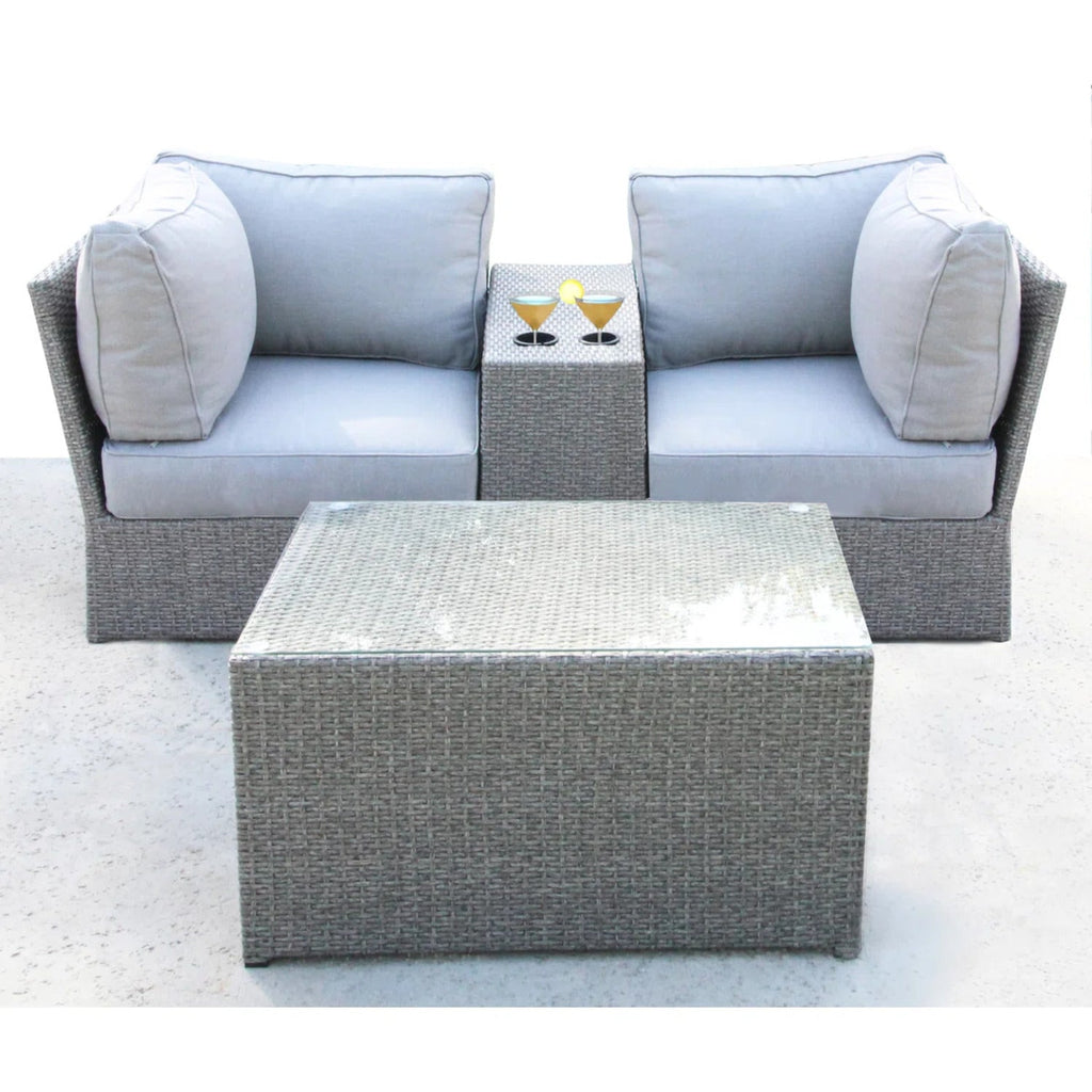 Outdoor Sectional Set HDPE Wicker Aluminum Gray 4 Piece Fully Assembled