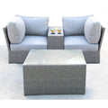 Outdoor Sectional Set HDPE Wicker Aluminum Gray 4 Piece Fully Assembled