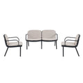Outdoor Chat Set Polypropylene Black Beige Cushion 3 Piece Loveseat