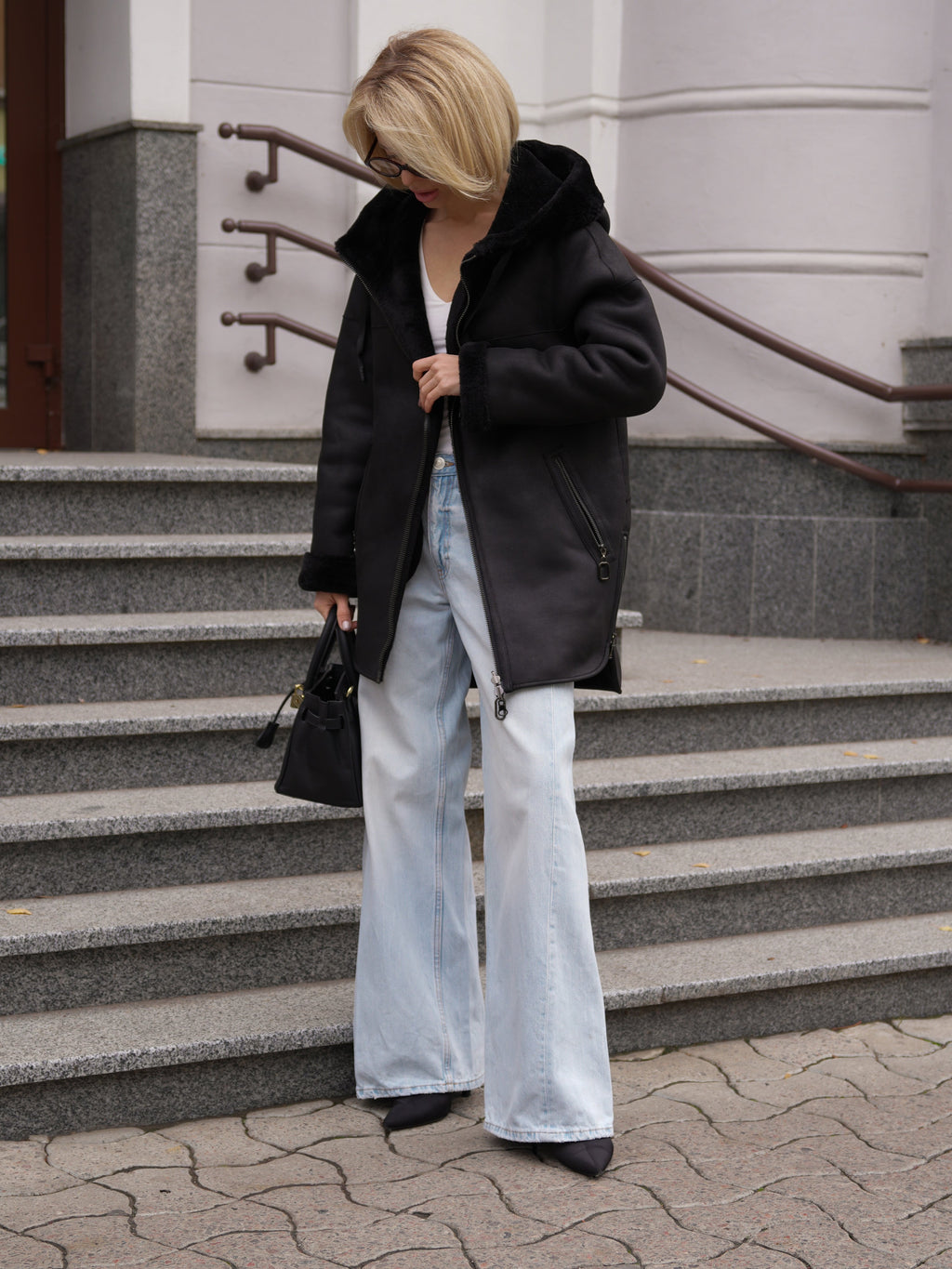 ⇆ Reversible Faux Shearling Hooded Coat