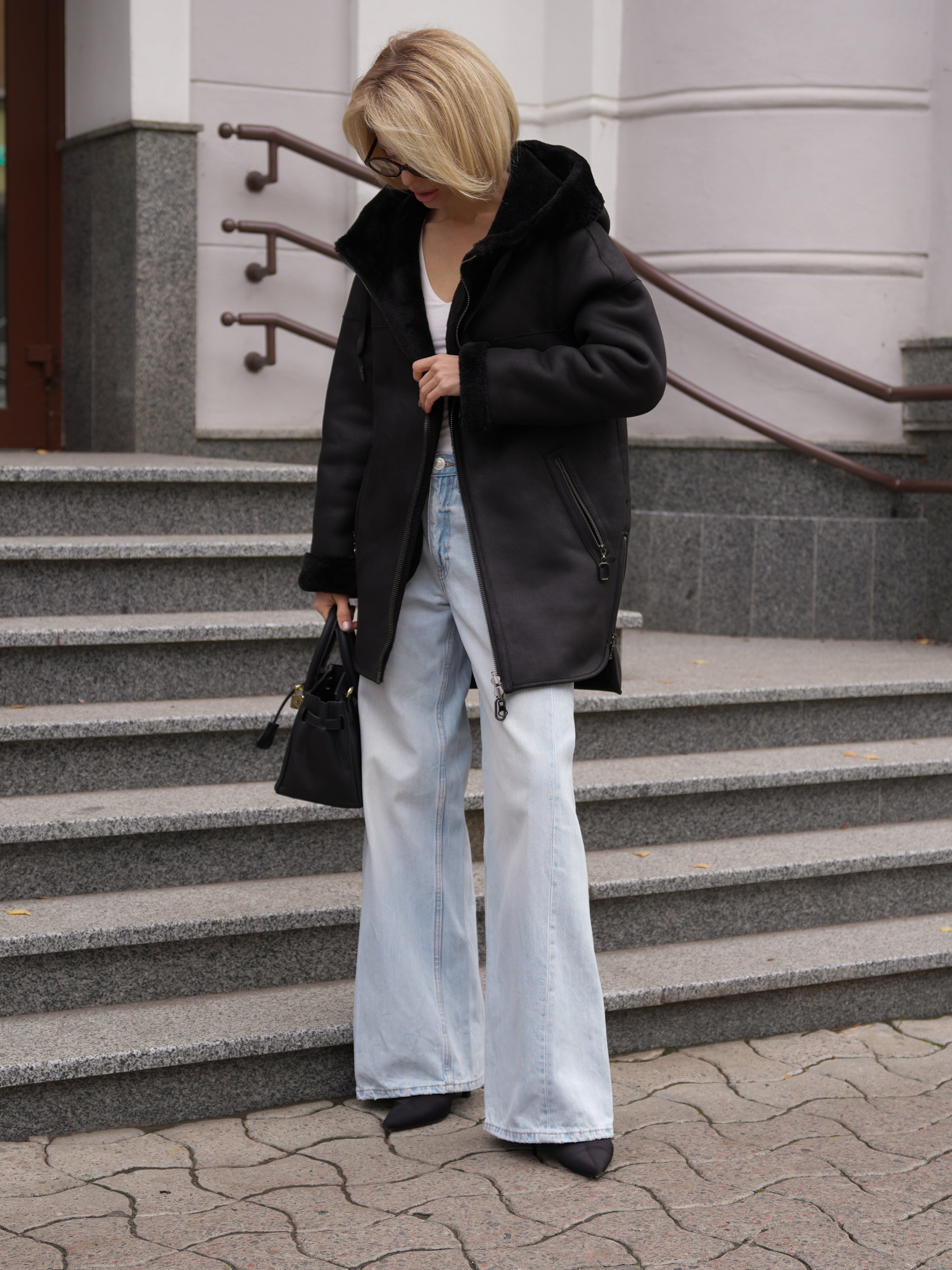 ⇆ Reversible Faux Shearling Hooded Coat