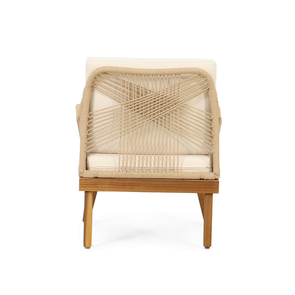 Outdoor Chat Set Acacia Wood Rope Teak Cushions 4 Piece Seats 4