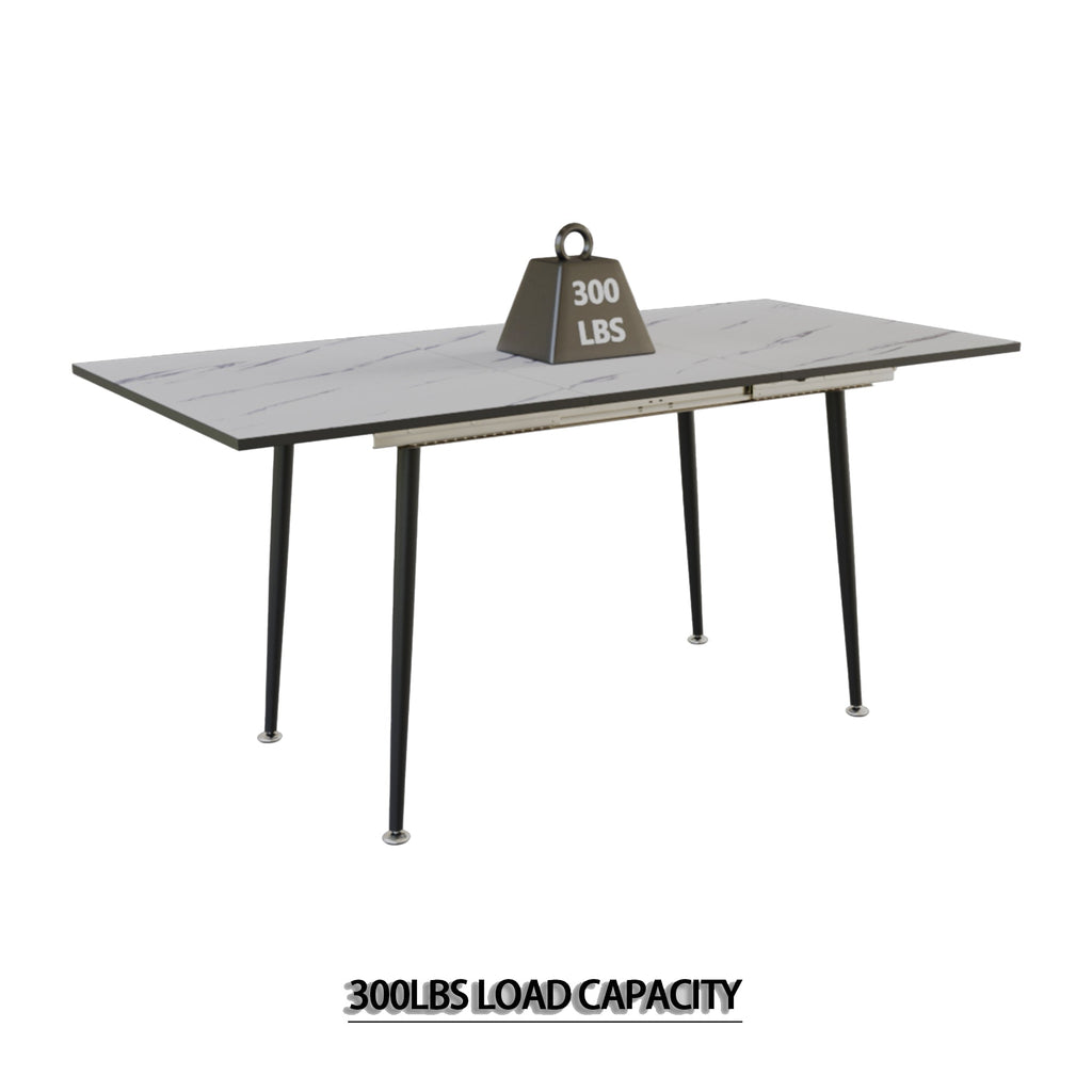 47'-63' expandable dining table set for 2-6 people, equipped with PU fabric