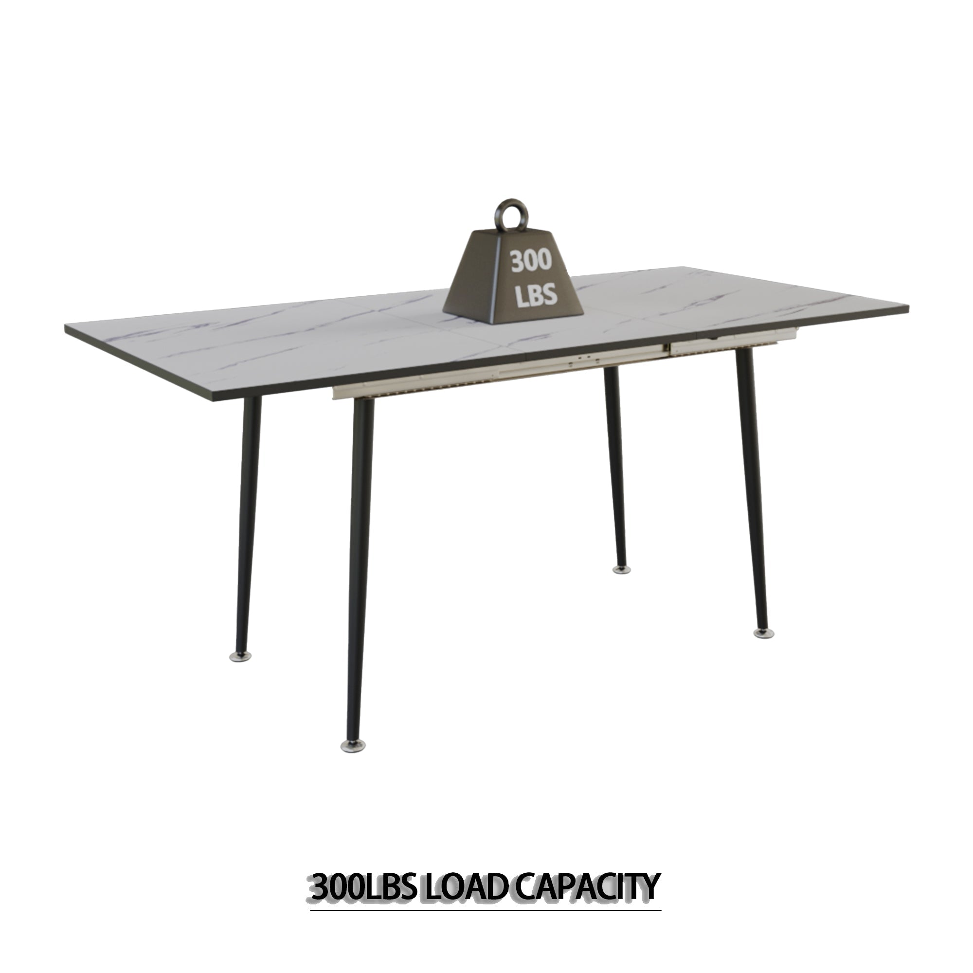 47'-63' expandable dining table set for 2-6 people, equipped with PU fabric