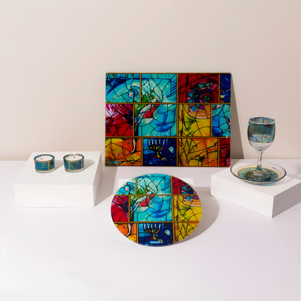 Colorful Glass Shabbat Candle Holders – Chagall Glass