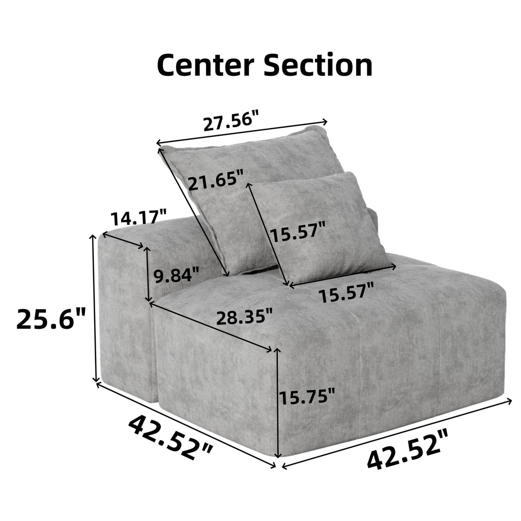 Modern Oversized Modular Sectional Sofa, Sparkling Fabric Soft Cushions With 2 Pillows