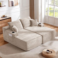 Sectional Sofa L-Shape Plush Beige 69" Double Chaise