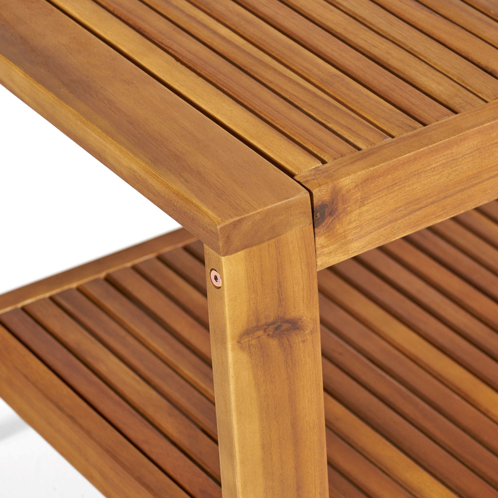 Outdoor Conversation Set Acacia Wood Teak Beige Cushion 2 Piece