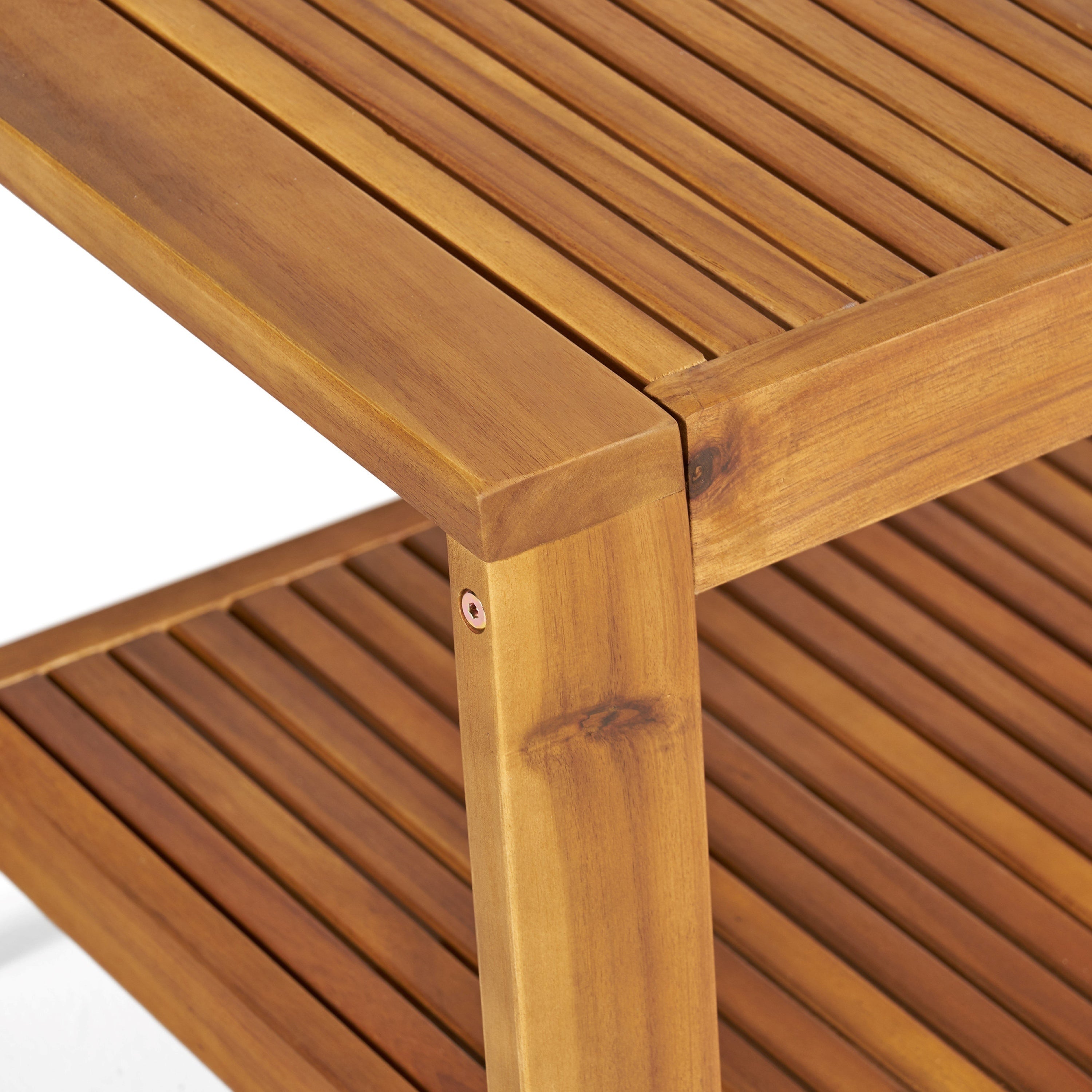 Outdoor Conversation Set Acacia Wood Teak Beige Cushion 2 Piece