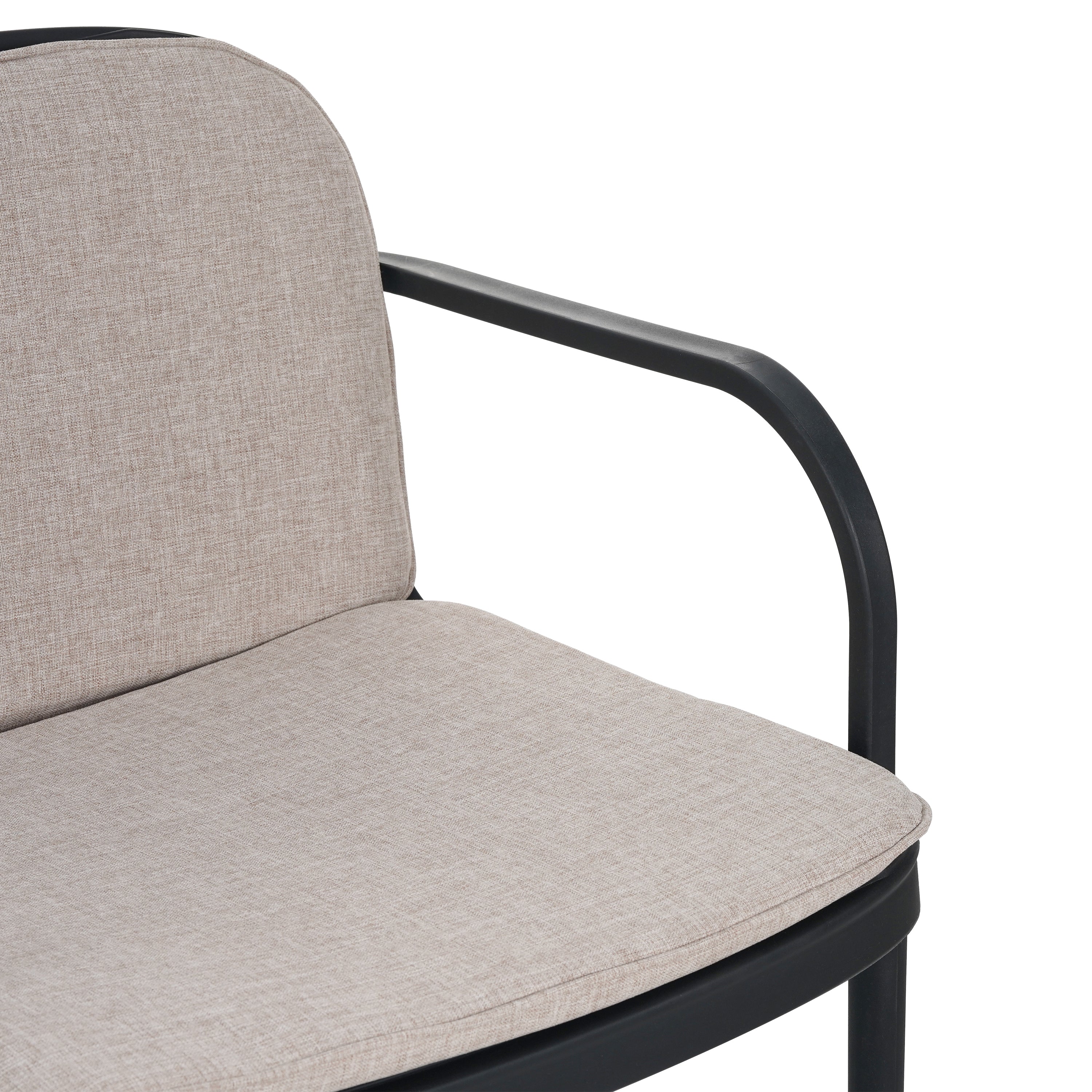 Outdoor Chat Set Polypropylene Black Beige Cushion 3 Piece Loveseat