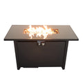 Contemporary Steel Outdoor Fire Pit Table with Lid, Black, 22x42 Inch