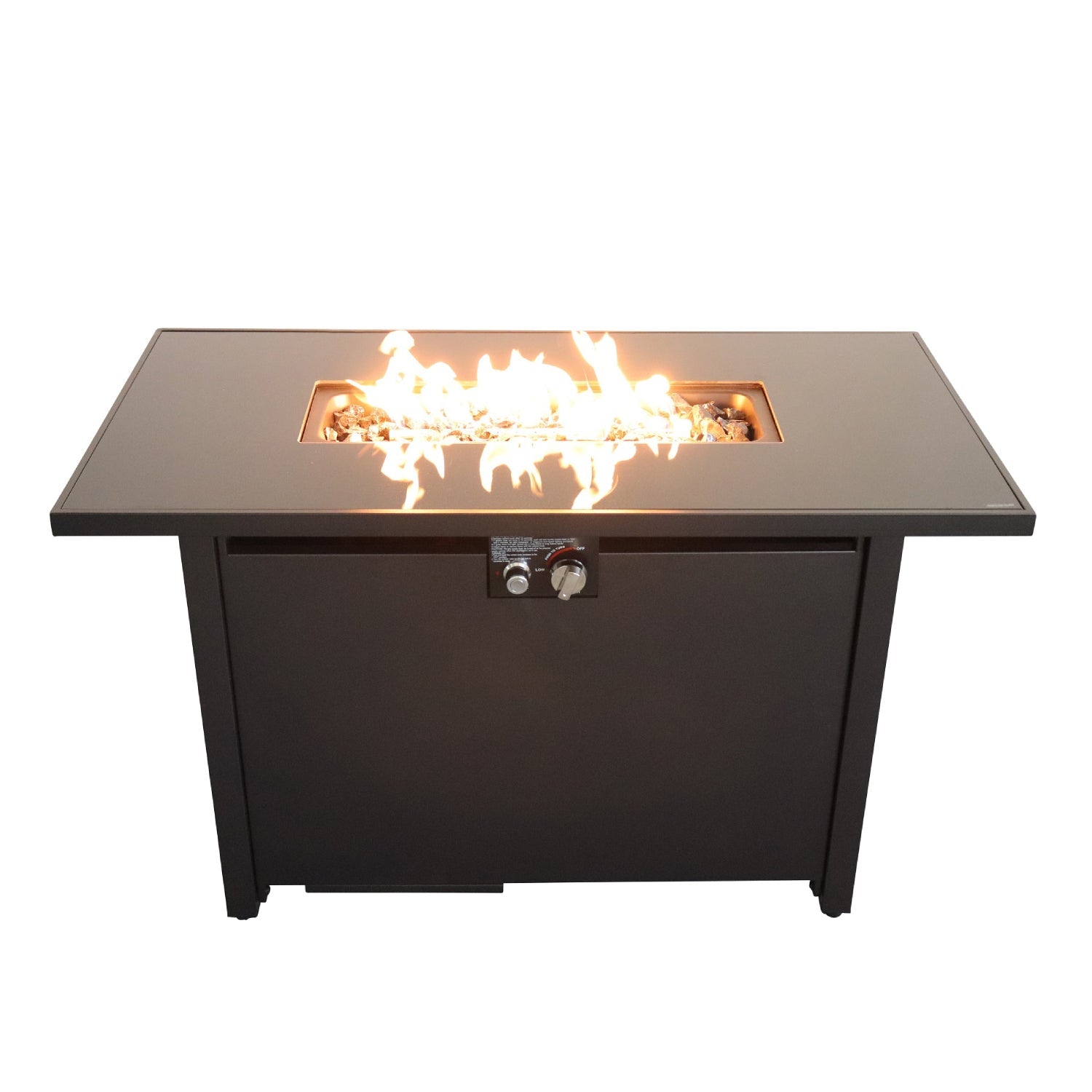 Contemporary Steel Outdoor Fire Pit Table with Lid, Black, 22x42 Inch
