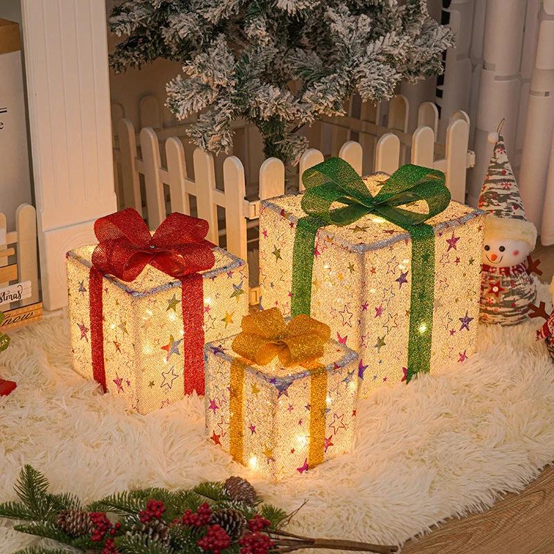 Lighted Christmas Gift Box - Luminous Outdoor Decoration with Bow