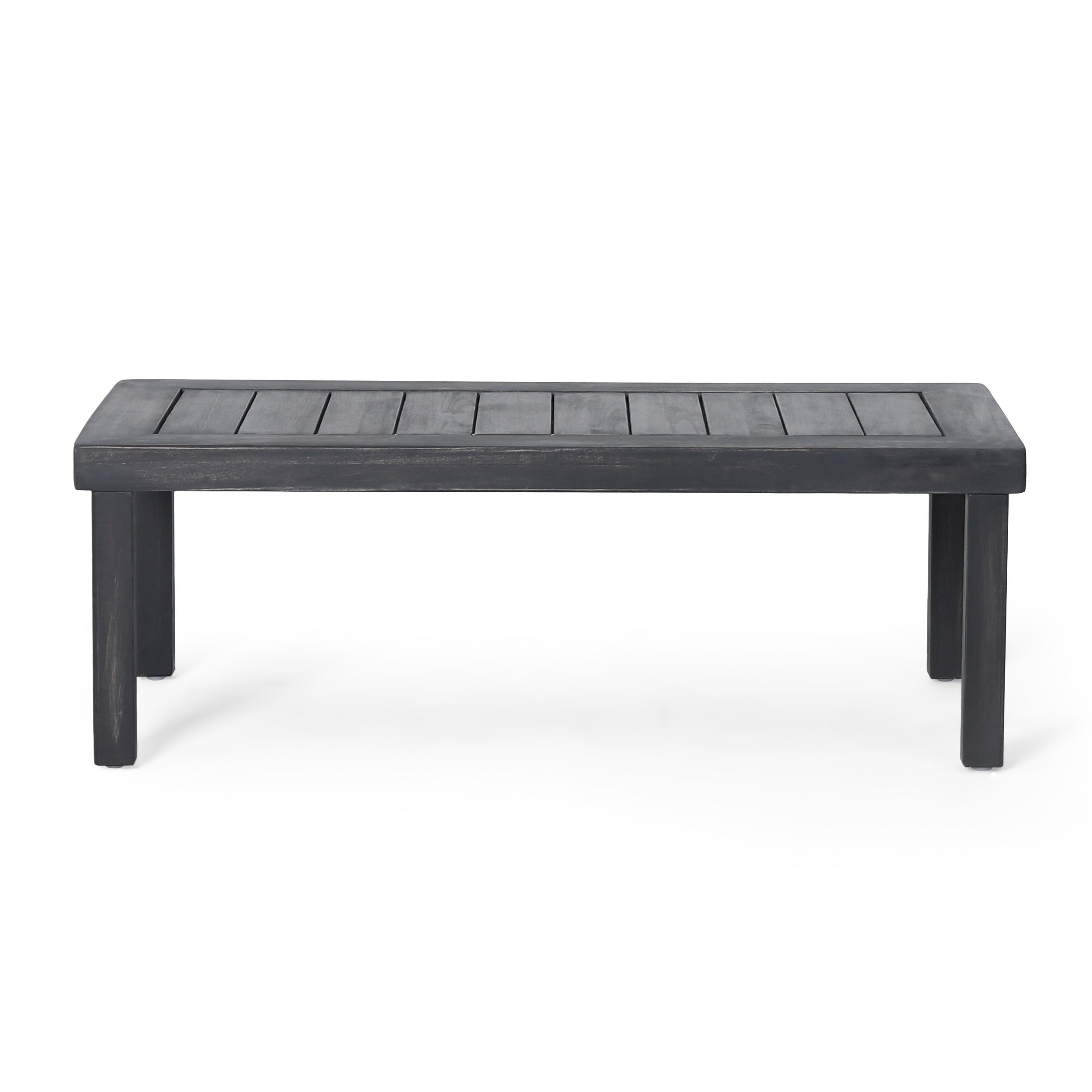 Outdoor Patio Set Acacia Wood Gray 2 Piece Loveseat Coffee Table Cushions