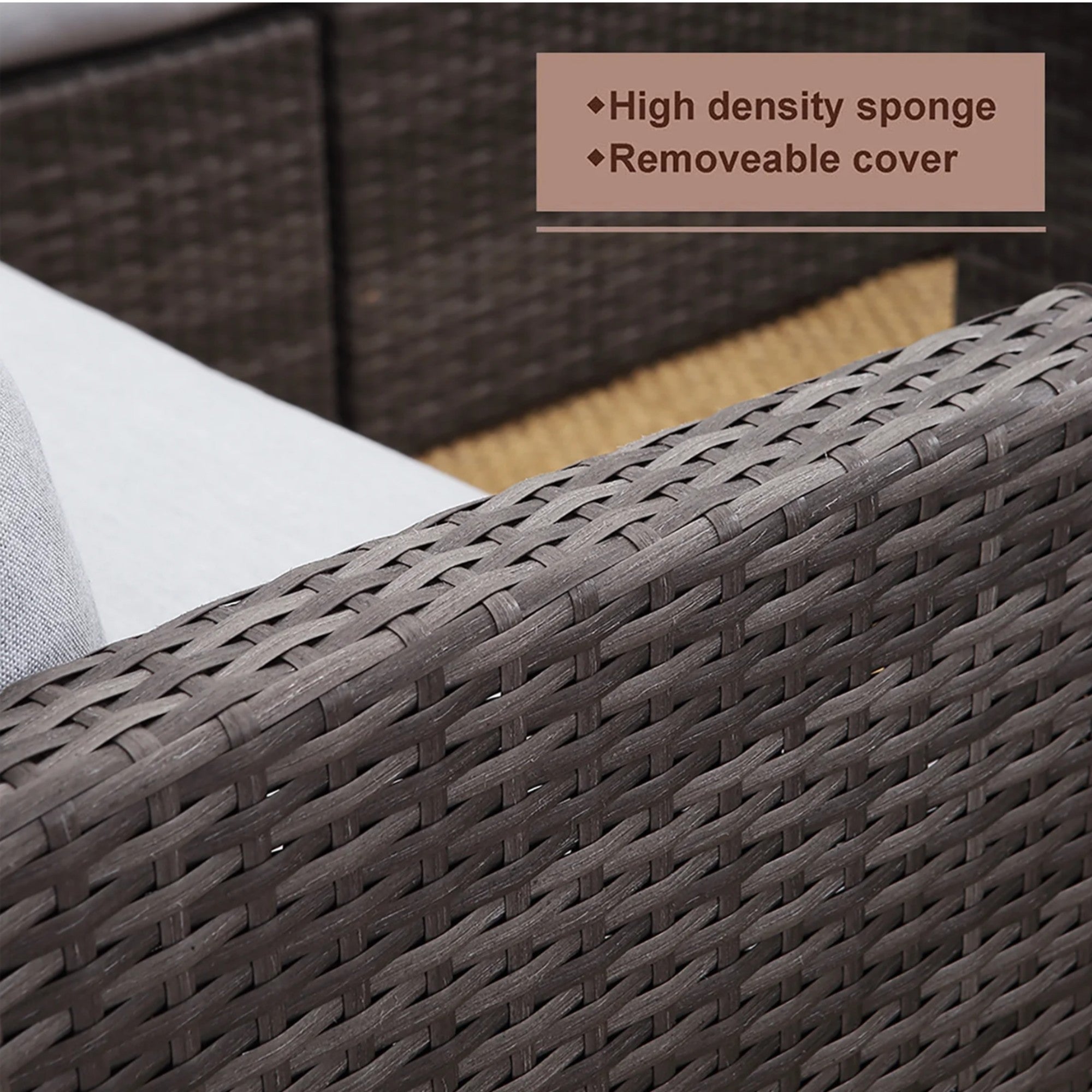 Outdoor Sectional Set PE Rattan Steel Gray Cushion 7 Piece Seats 8