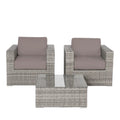 Outdoor Patio Set HDPE Wicker Gray 3 Piece 2 Person Fully Assembled