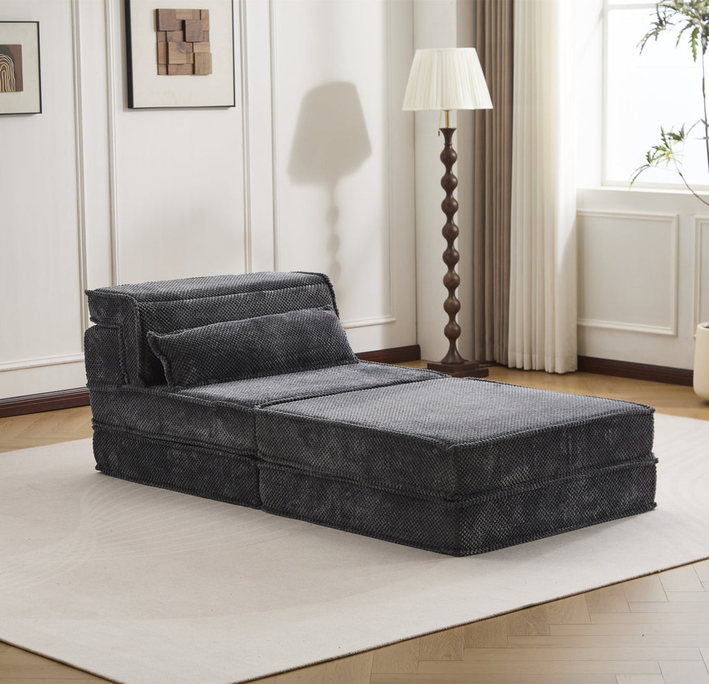 Sofa Convertible Modular Circle Fleece Dark Gray 1 Seat 79 In Ottoman