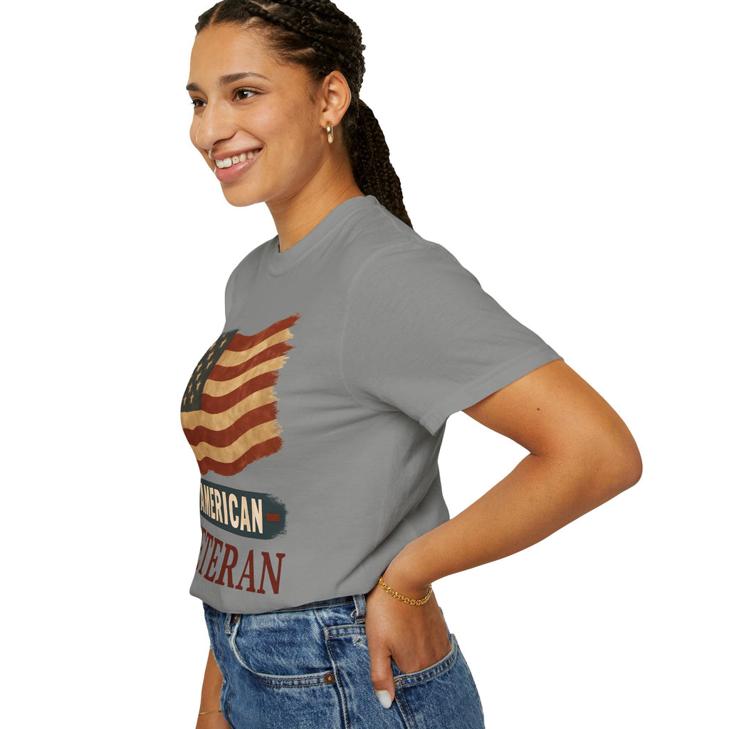 American Veteran Unisex Garment-Dyed T-shirt, Patriotic Tee, Military Appreciation, Veterans Day Gift, Casual Wear, Comfortable Style