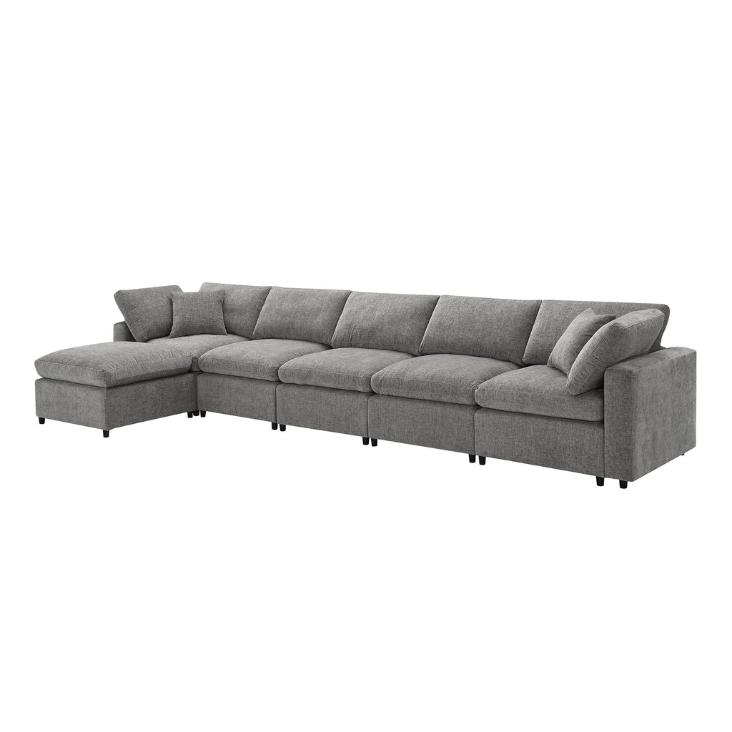 6-Seat U-Shape Modular Sofa with Ottoman, 130