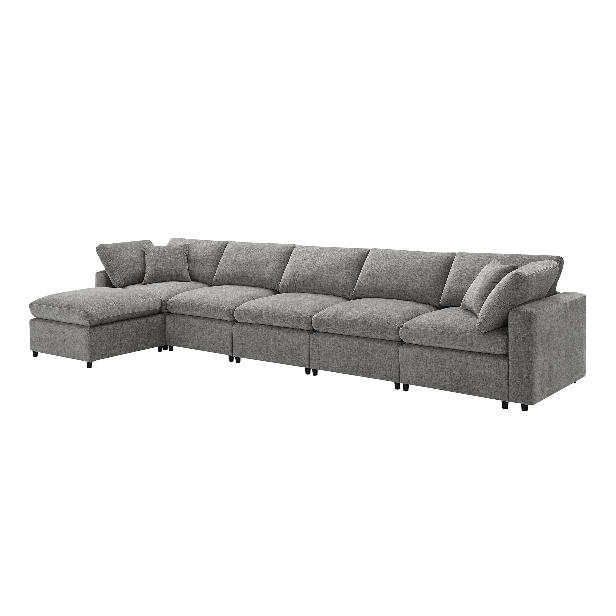 6-Seat U-Shape Modular Sofa with Ottoman, 130