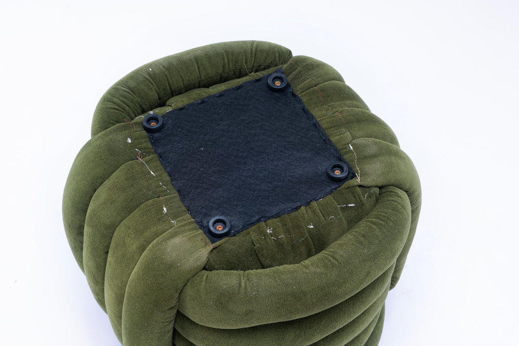 Chenille Knot Design Ottoman Makeup Stool Footstool, Green