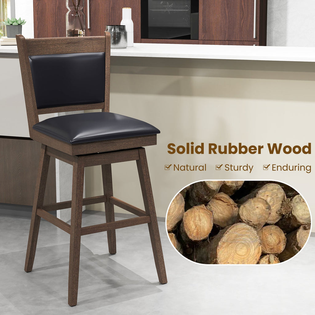 25/29 Inch Padded Bar Stools Set of 2 with Swivel Seat and Footrest