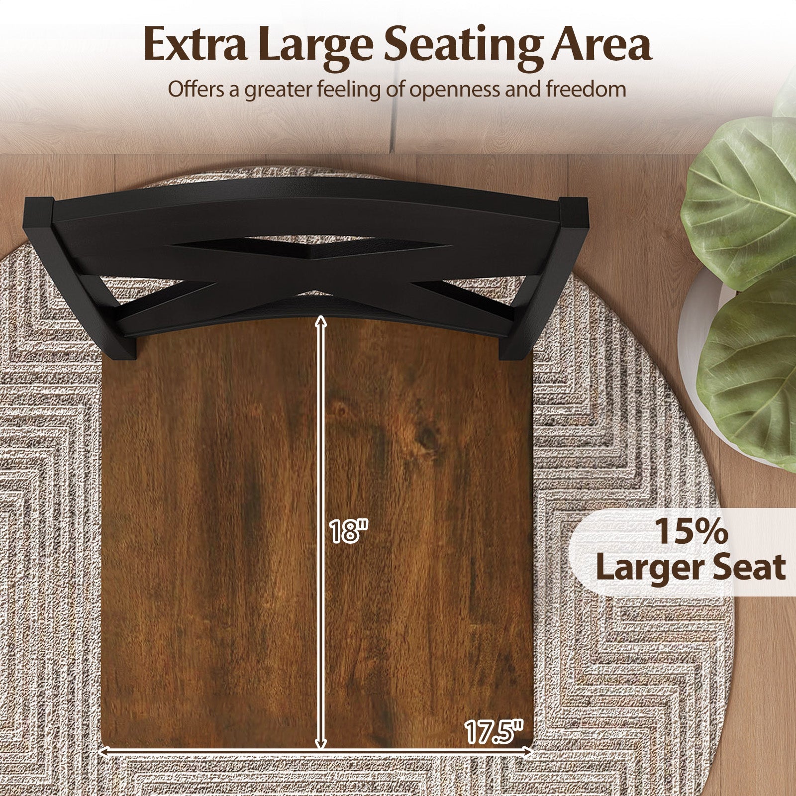 29" Rubberwood Swivel Barstools Set of 4 with Backrest and Large Seat