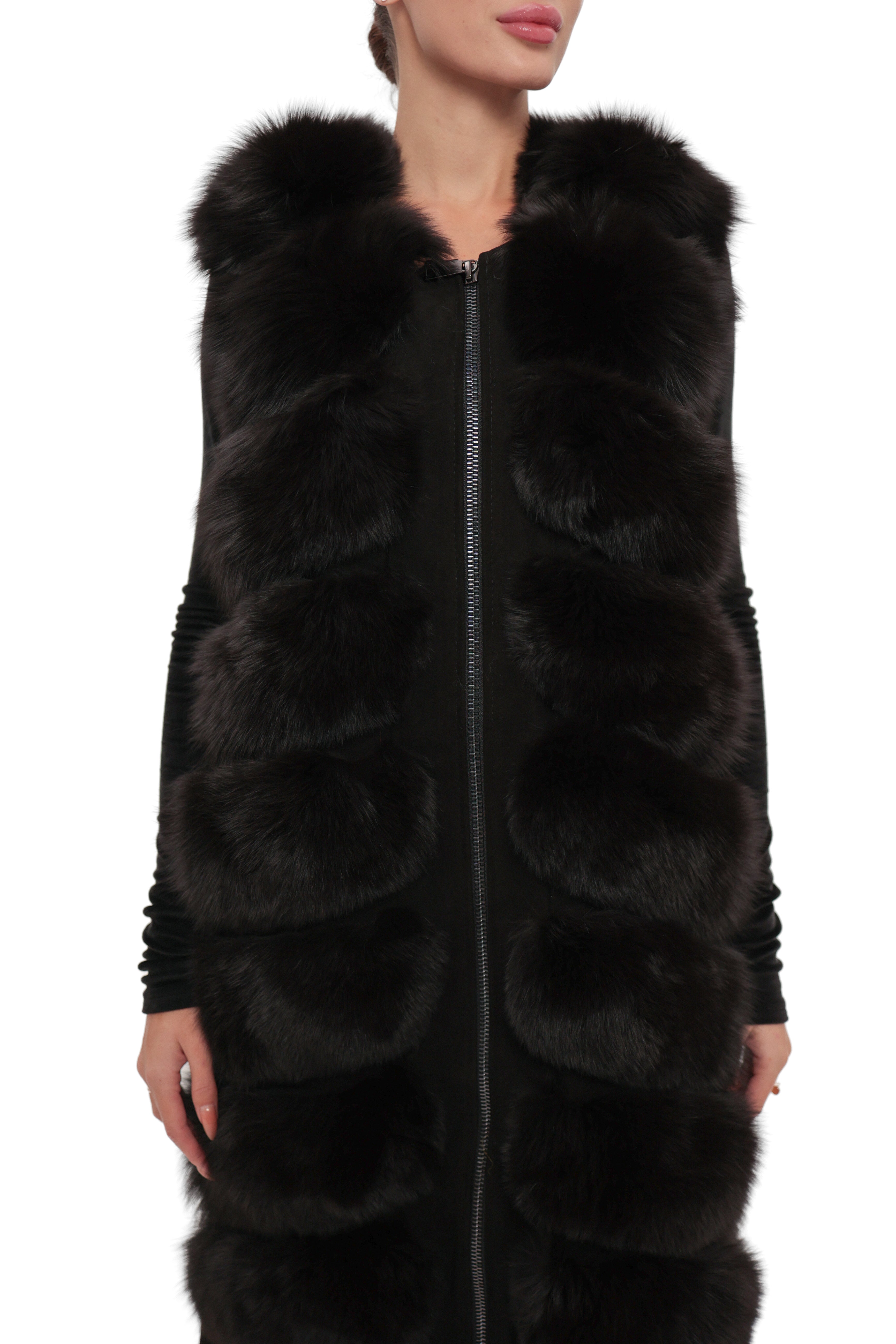Genuine Polar Fox Fur Vest 90 cm