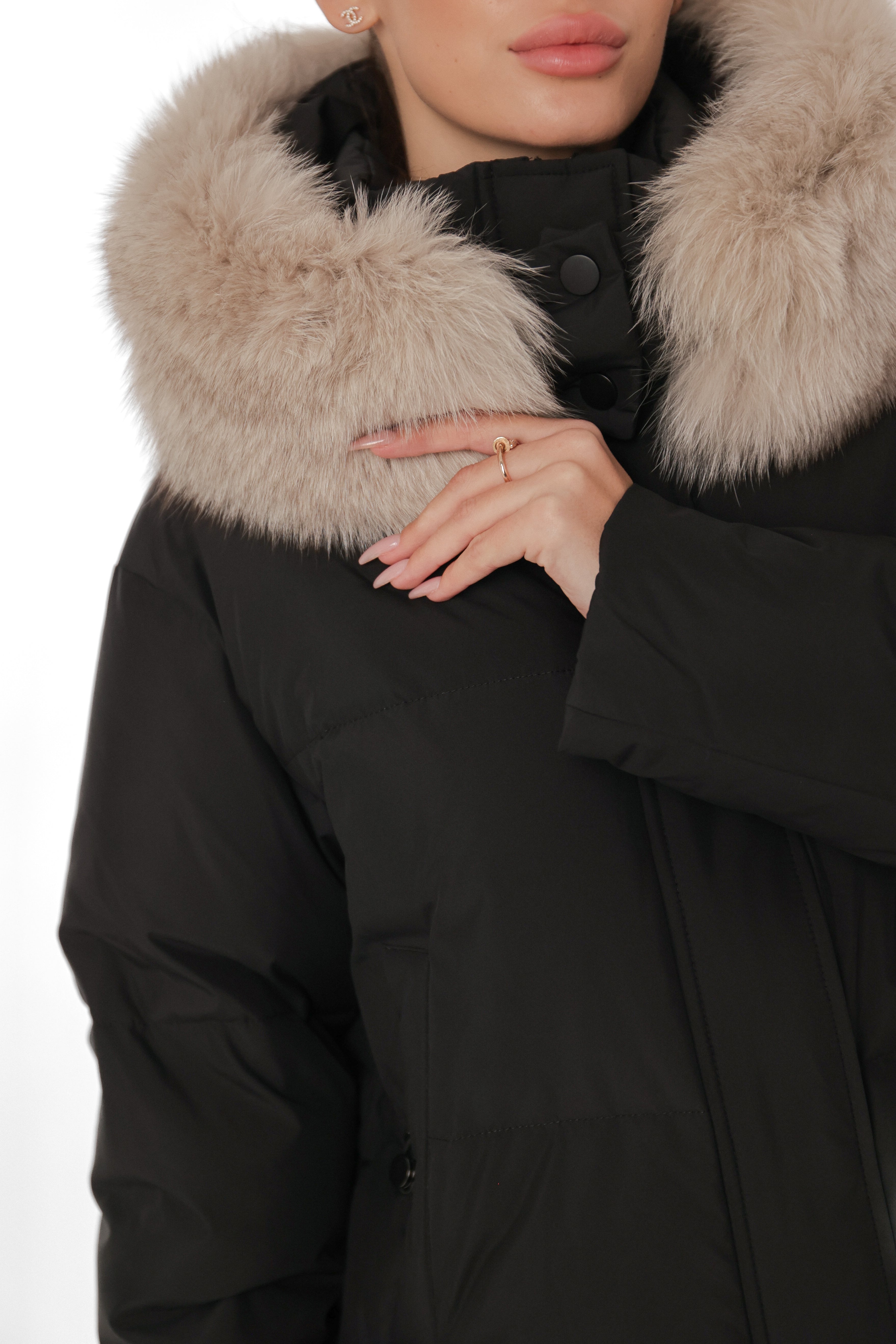 Genuine Polar Fox Fur Down Fill Jacket