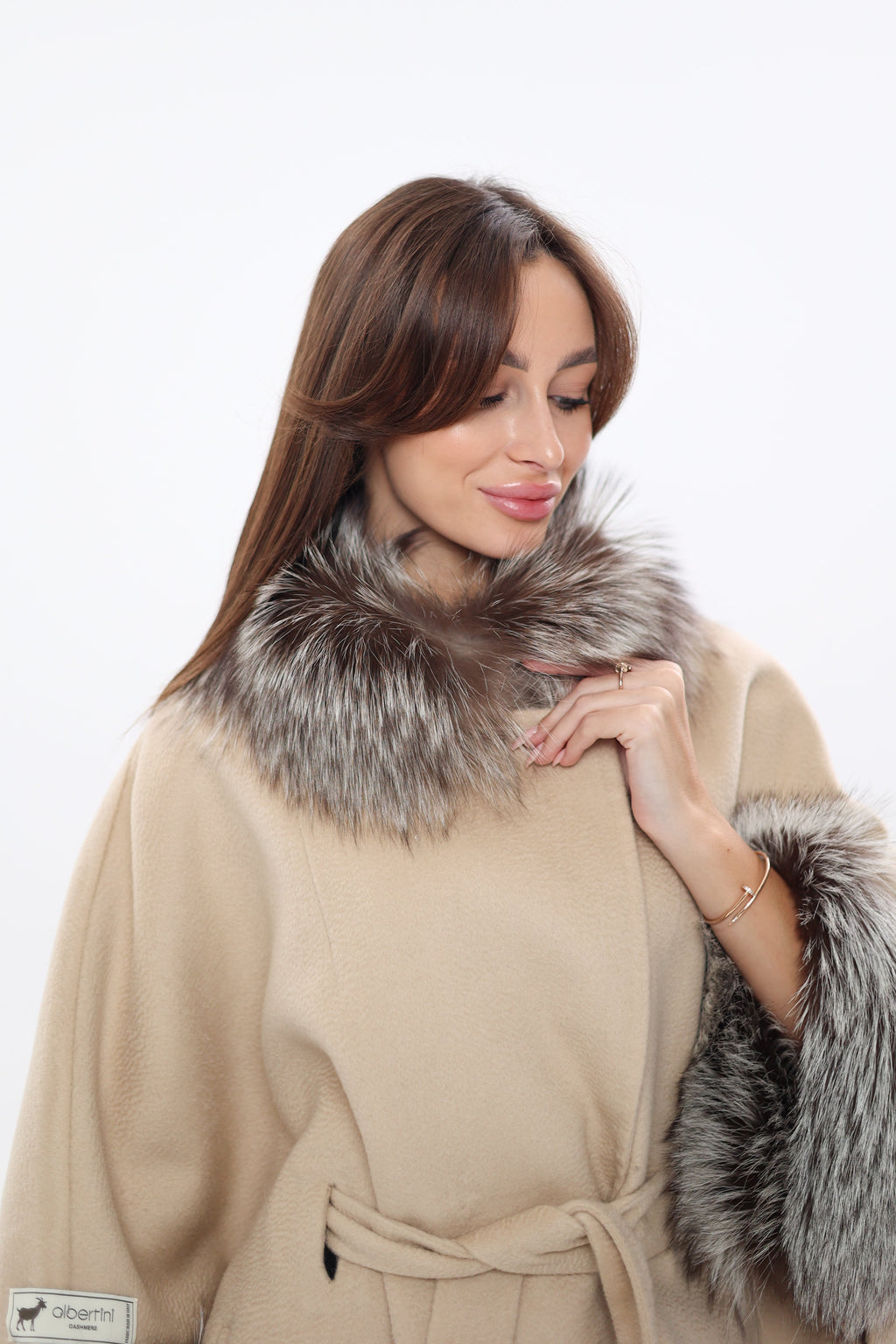 Saga®Furs Silver Fox Wool Alpaca Coat