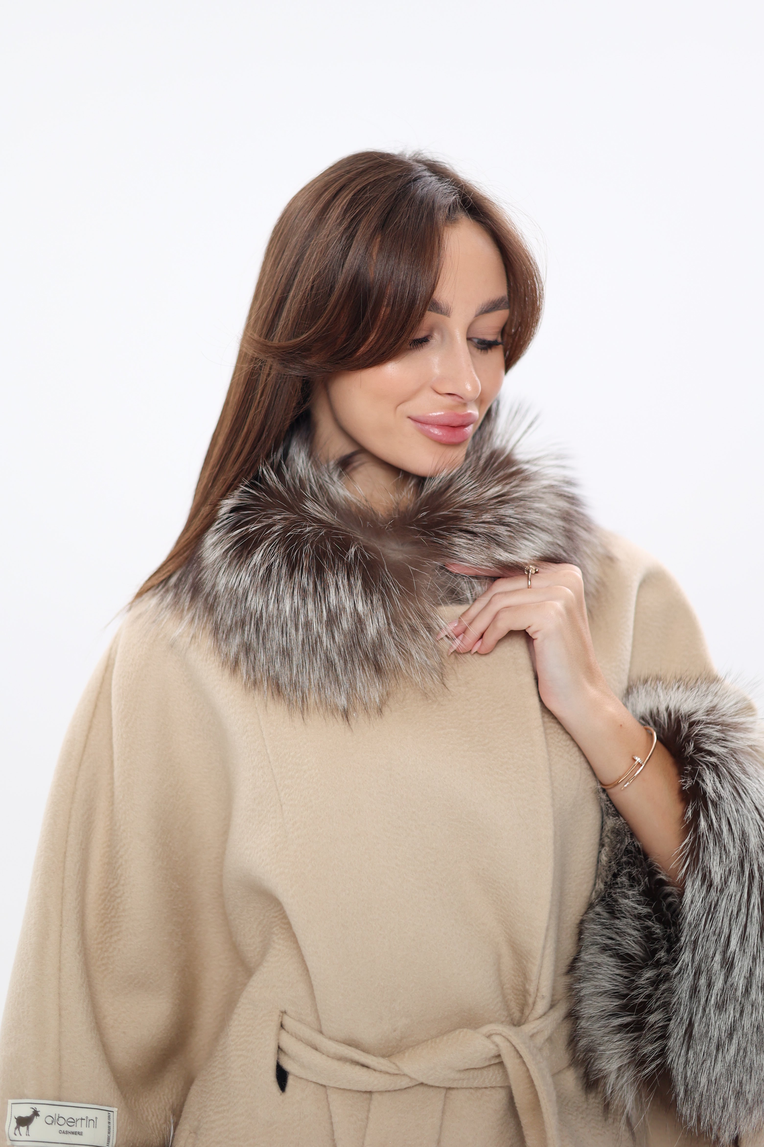 Saga®Furs Silver Fox Wool Alpaca Coat