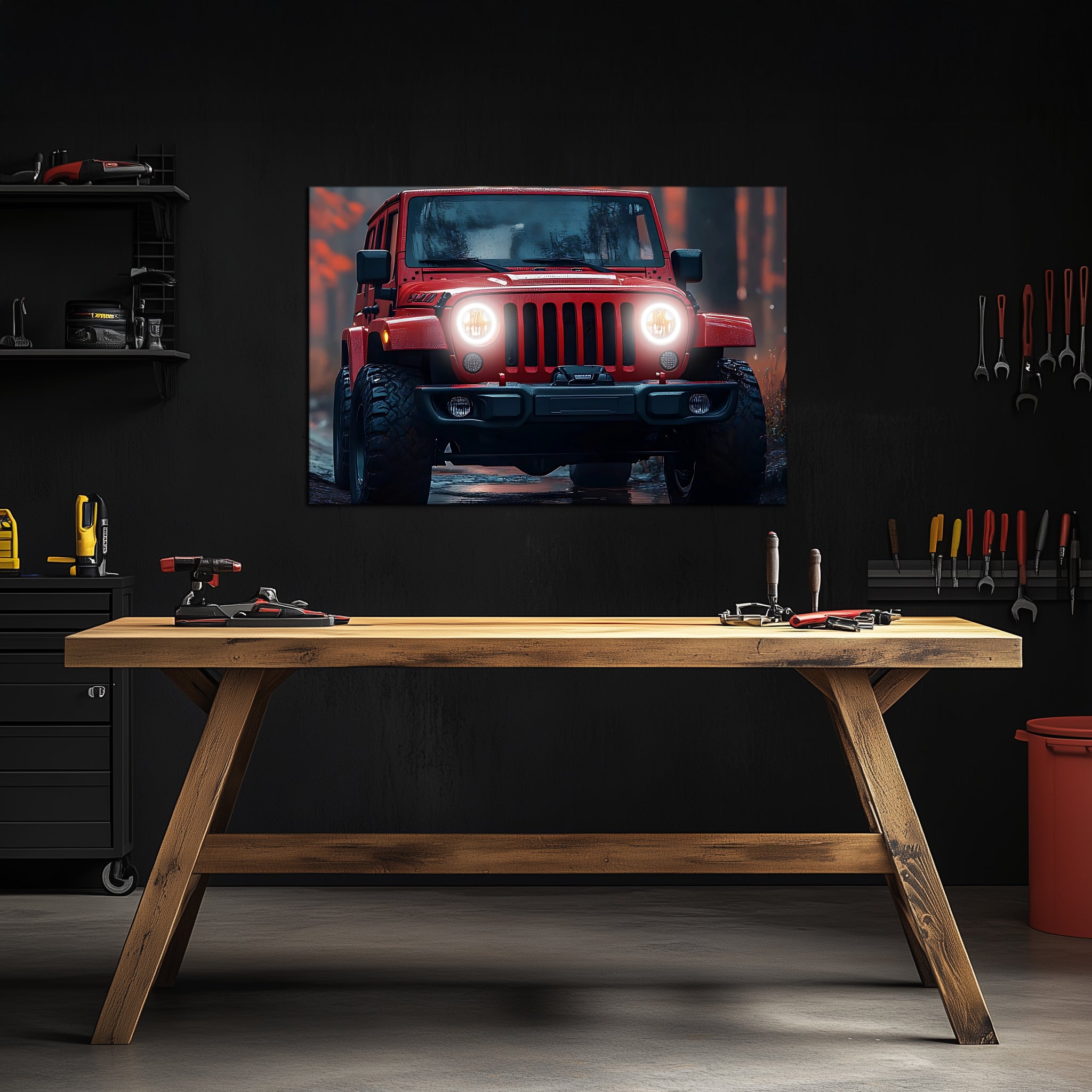 Neon LED Car Wall Art Sign Jeep Design UV Acrylic Lighted Garage