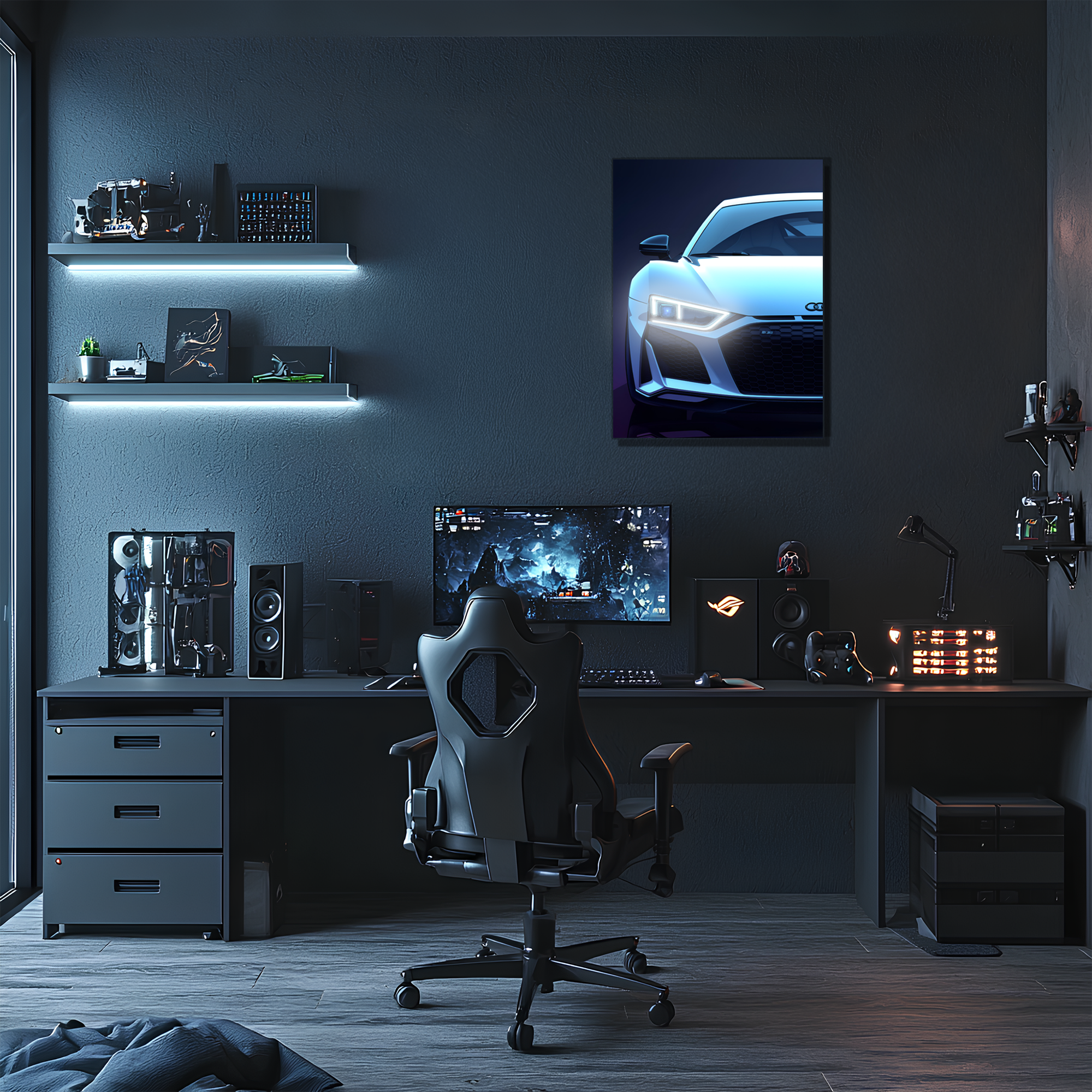 LED Car Neon Wall Art Sign - UV Printed Acrylic Garage Decor With Integrated LED Light