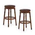 Set of 2 29-Inch Swivel Leather Padded Dining Bar Stools