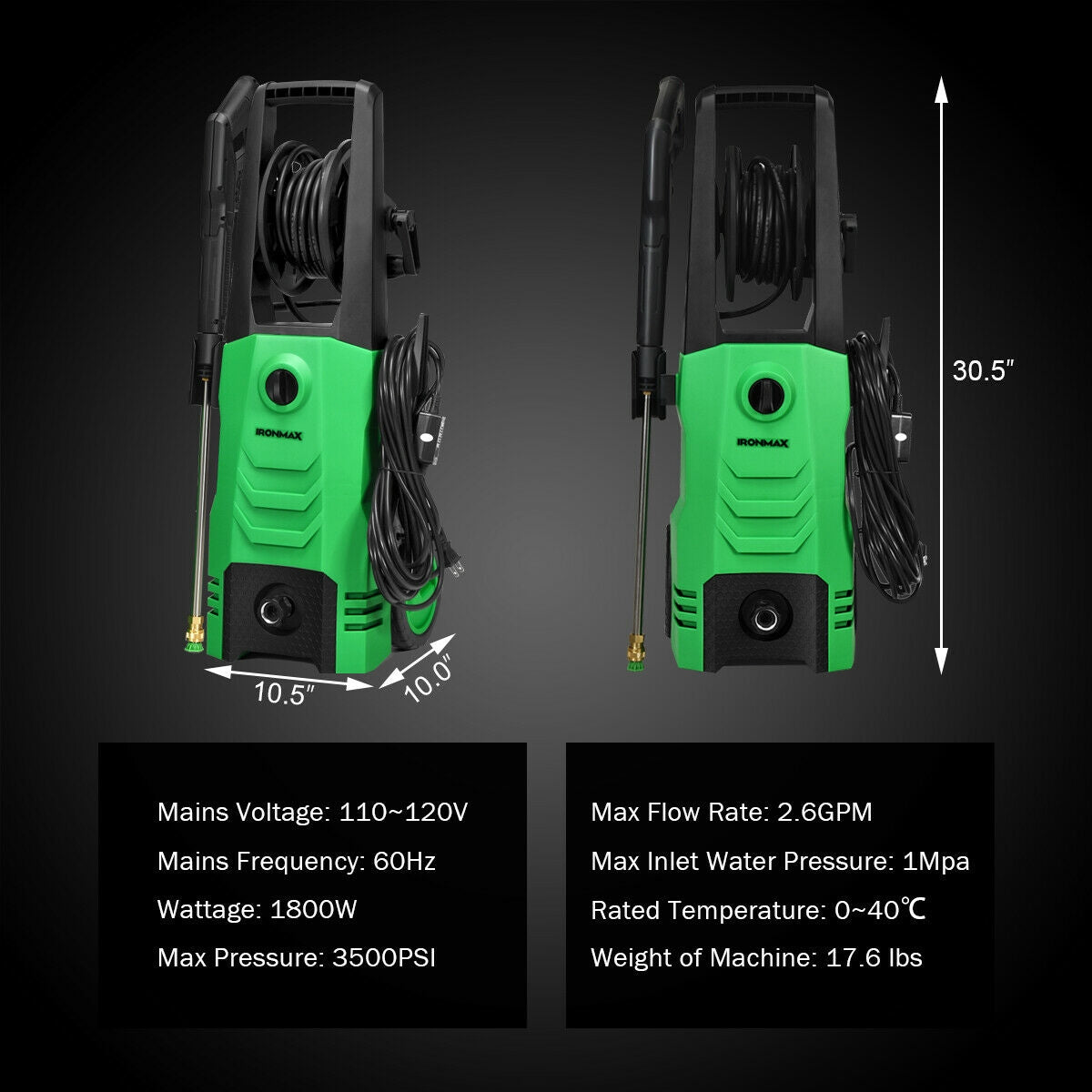 3500PSI Electric Pressure Washer with Wheels