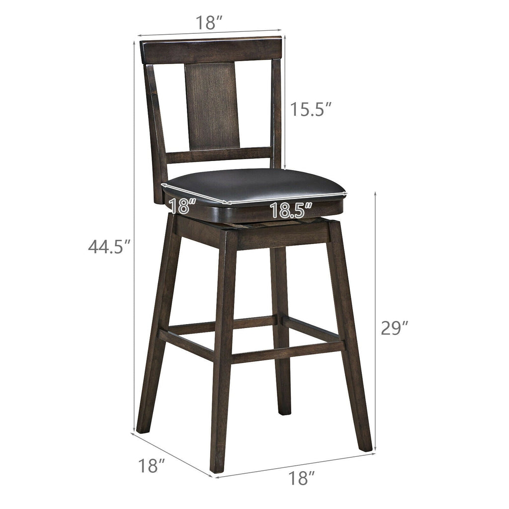 24 inch Swivel Upholstered Counter Height Bar Chair with Rubber Wood Legs