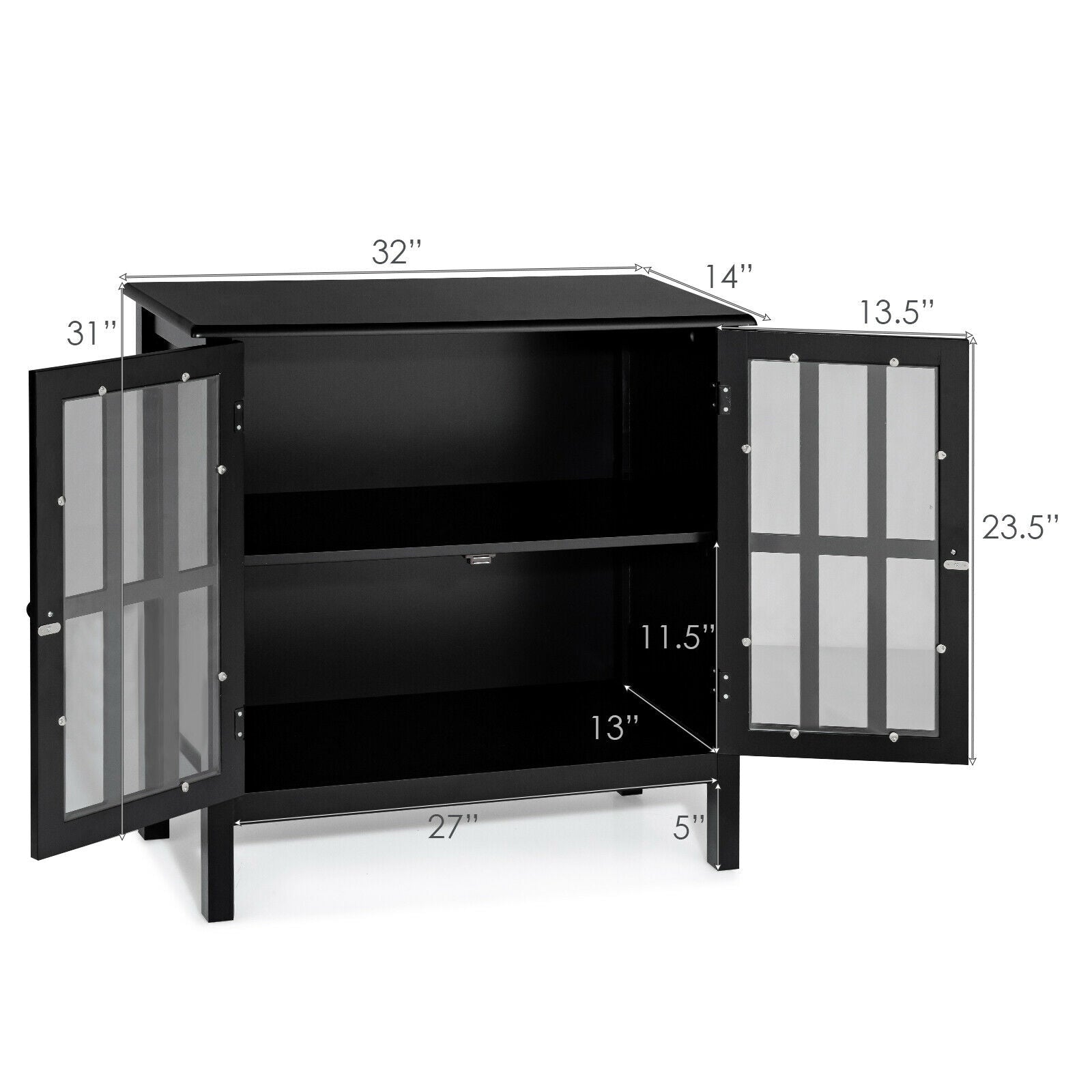Glass Door Sideboard Console Storage Buffet Cabinet