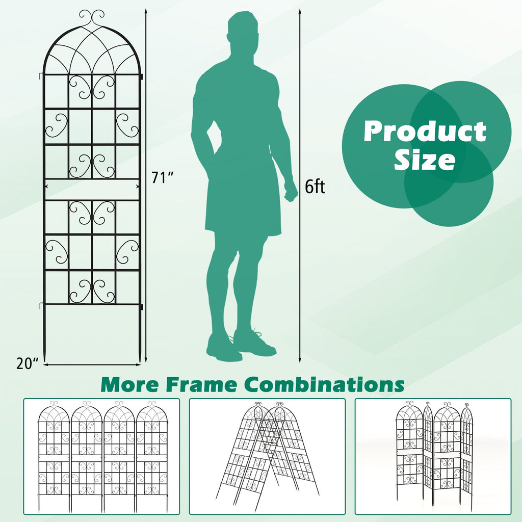 2/4 Pack 71 x 20 Inch Metal Garden Trellis for Climbing Plants