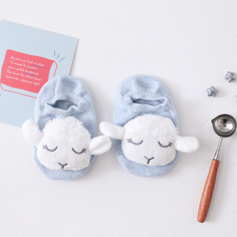 1 Pair Cartoon Cotton Baby Rubber Sole Anti Slip Floor Socks For Newborn Girls And Boys Kids